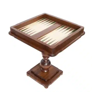 Table de jeu sur pied en bois d'hêtre et d'orme avec plateau intégré