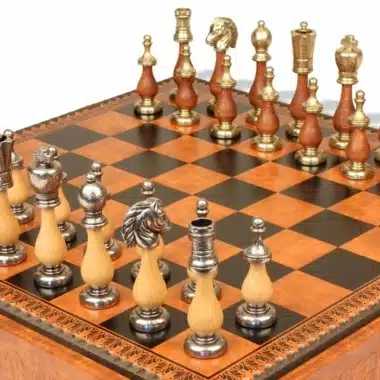Ensemble Arabic Style VIII Echiquier Rangement et Pièces Echecs Staunton Bois et Métal - Image 3