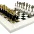 Ensemble Bicolore II Noir et Blanc Echiquier en Bois et Jeu d'Echecs en Métal et en Bois Staunton