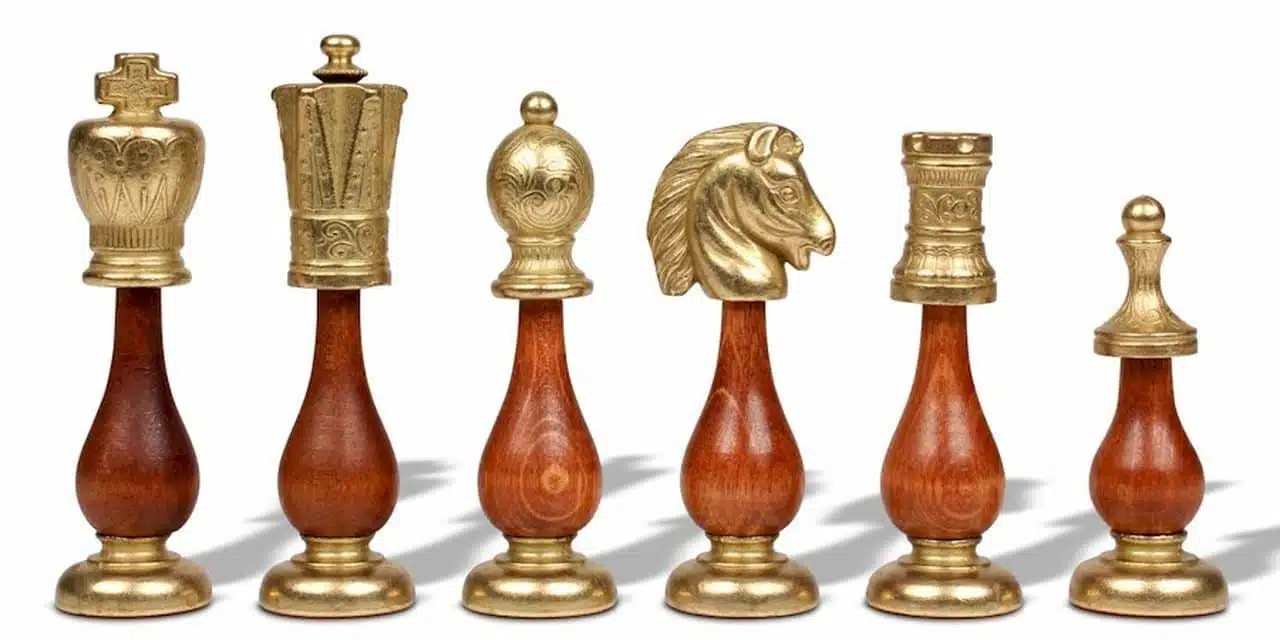 Ensemble Arabic Style IX Echiquier sur Pied en Bois et Pièces Echecs Staunton Bois et Métal - Image 5