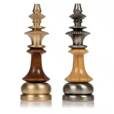 Ensemble de Jeu d'Échecs en Laiton Massif et Bois avec Échiquier en Noyer de Bruyère Finition Brillante - Image 10