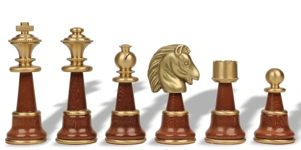 Ensemble Staunton XL II Echiquier en Bois d'Orme et de Bruyère Laqué & Jeu d'Echecs en Bois et Laiton - Image 11