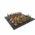 Ensemble "Moncada III" Echiquier en Bois d'Erable & Jeu d'Echecs en Métal Massif Peint à la Main