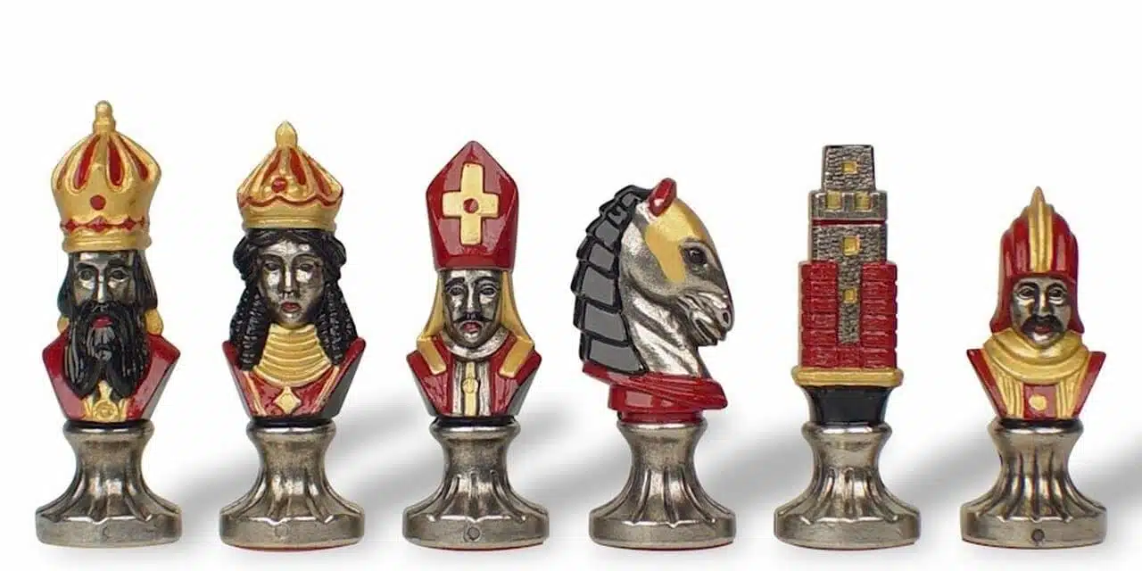 Ensemble Moncada III Echiquier en Bois d'Erable & Jeu d'Echecs en Métal Massif Peint à la Main - Image 3