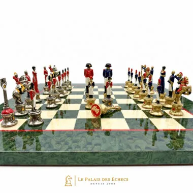 Pièces Napoléon III face à face sur l'échiquier, détail des armées peintes