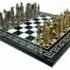 Ensemble César IV Grand Echiquier en Bois Noir et Blanc et Pièces d'Echecs en Métal