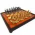 Ensemble "César" Echiquier sur Pied en Bois de Bruyère & Jeu d'Echecs en Métal Massif