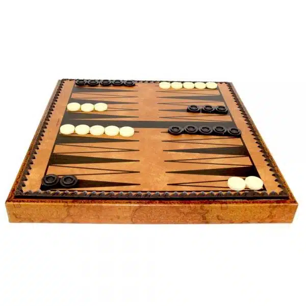 Échiquier Florentine II en plateau de backgammon, vue d'ensemble des pions disposés