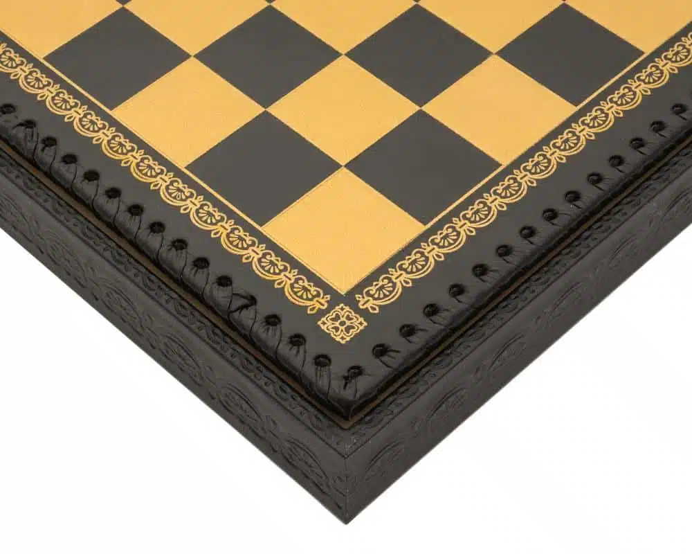 Ensemble Arabic Style V Echiquier Noir en Similicuir avec Rangement et Jeu d'Echecs en Métal Plaqué Or et Argent - Image 11