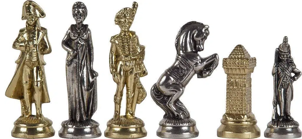 Ensemble Grand Napoléon II Echiquier avec Rangement et Jeu d'Echecs en Métal - Image 6