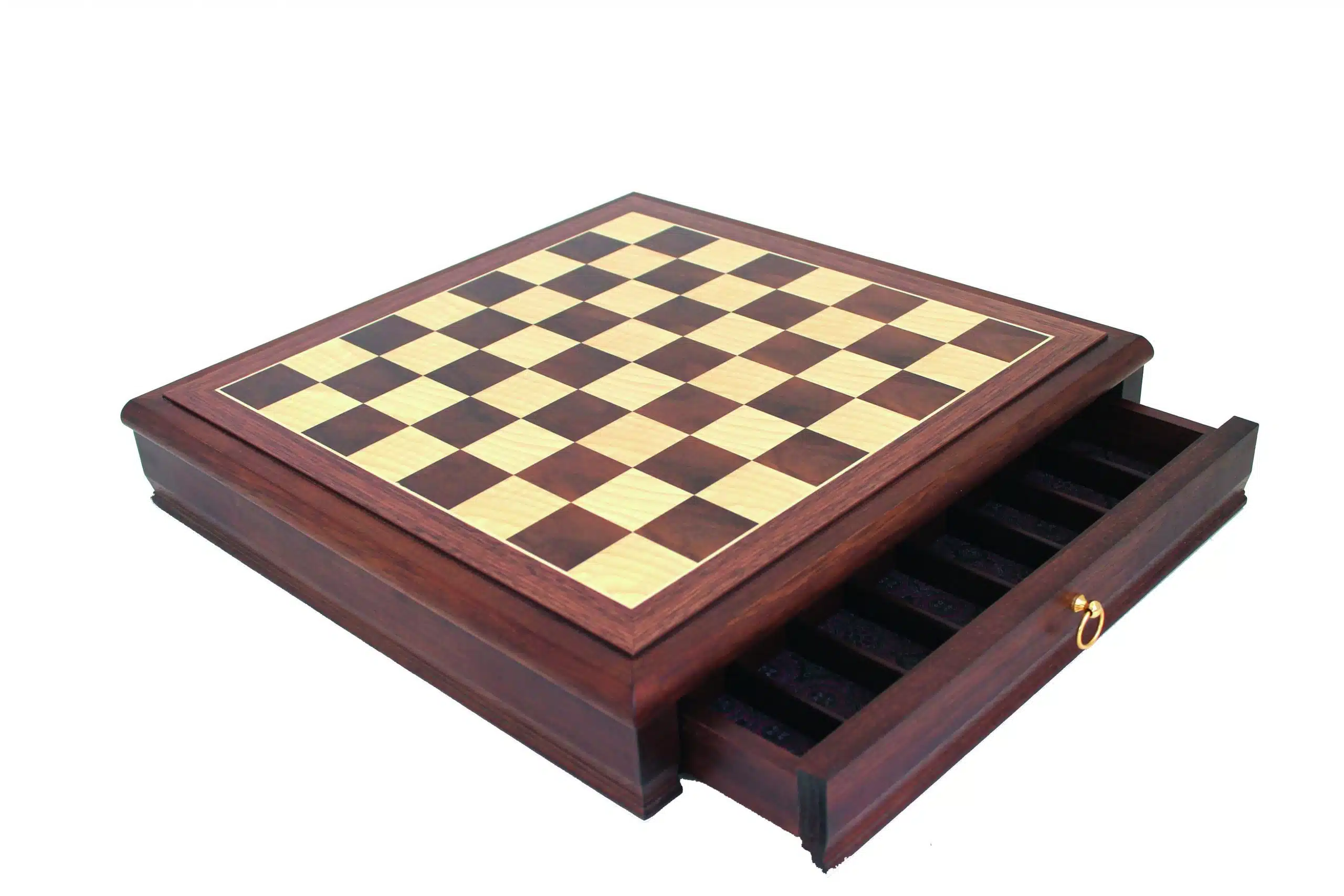 Ensemble "Tilleul Small" Echiquier en Bois de Noyer avec Tiroir de Rangement & Jeu d'Echecs Staunton en Bois - Image 4