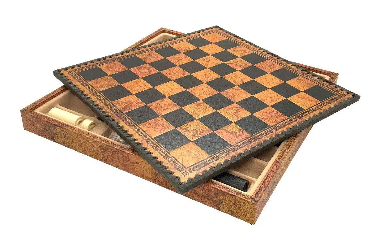 Ensemble Grand Napoléon II Echiquier avec Rangement et Jeu d'Echecs en Métal - Image 13