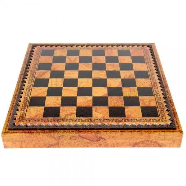Ensemble Médieval Echiquier en Similicuir & Jeu d'Echecs en Métal Massif - Image 7