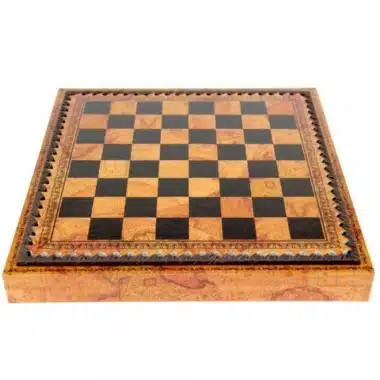 Échiquier Florentine II fermé, coffret en similicuir motif carte ancienne