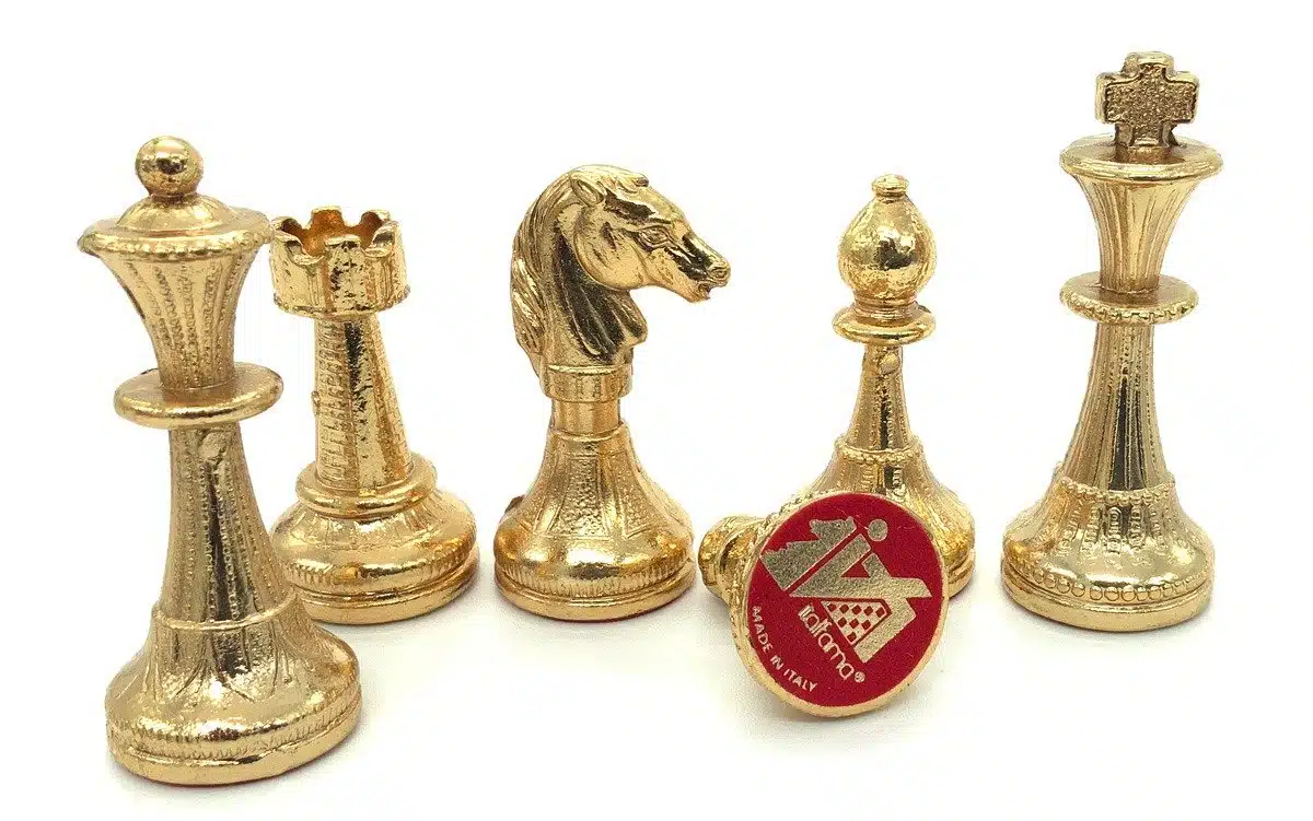 Jeu d'Echecs en Métal Plaqué Or et Argent Mignon Flower - Image 2