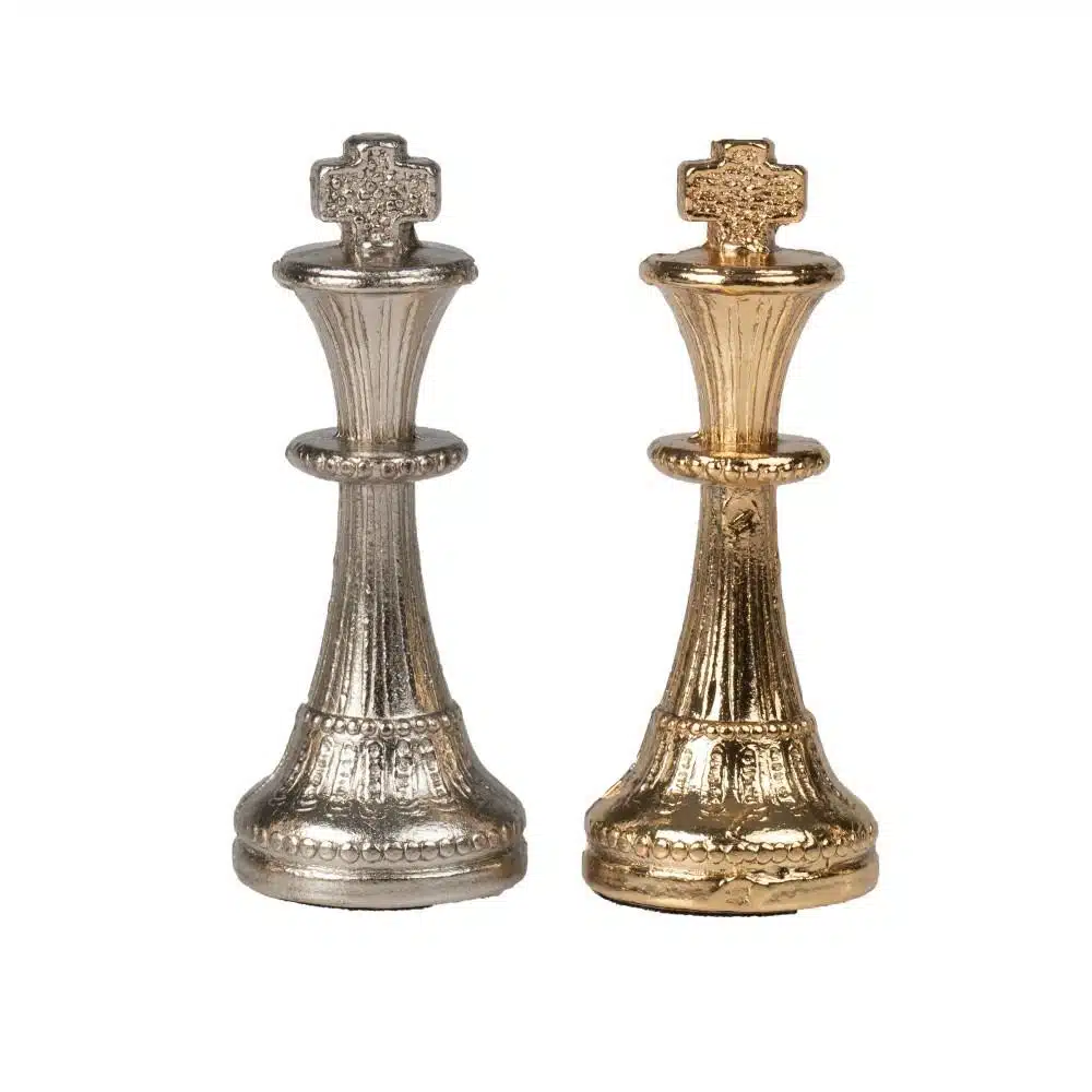 Ensemble Mignon Flower VI Echiquier avec Rangement et Jeu d'Echecs Métal Plaqué Or et Argent - Image 8