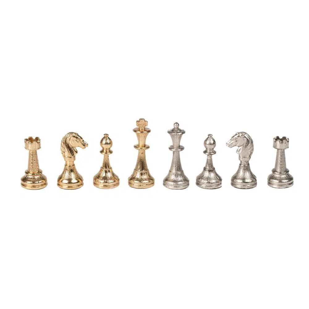 Jeu d'Echecs en Métal Plaqué Or et Argent Mignon Flower