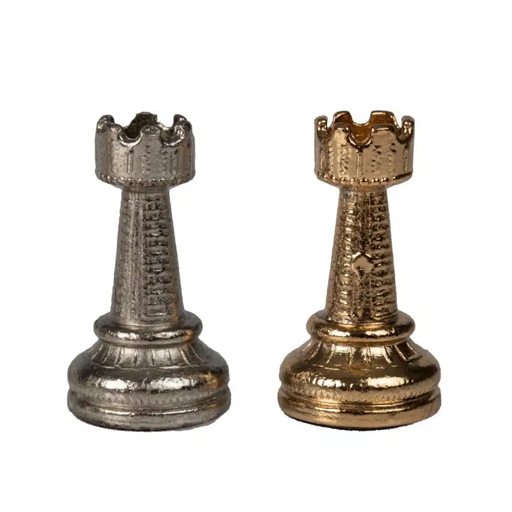 Ensemble Mignon Flower VI Echiquier avec Rangement et Jeu d'Echecs Métal Plaqué Or et Argent - Image 12
