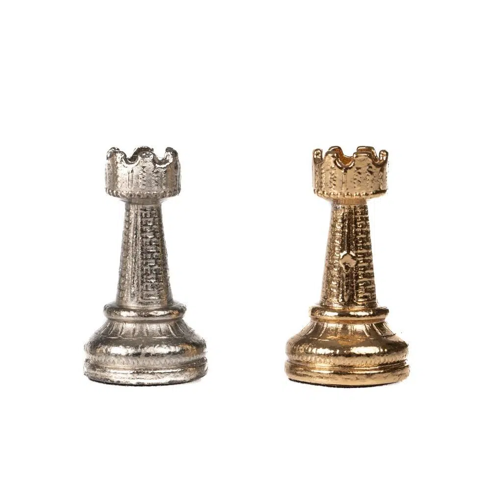 Jeu d'Echecs en Métal Plaqué Or et Argent Mignon Flower - Image 9