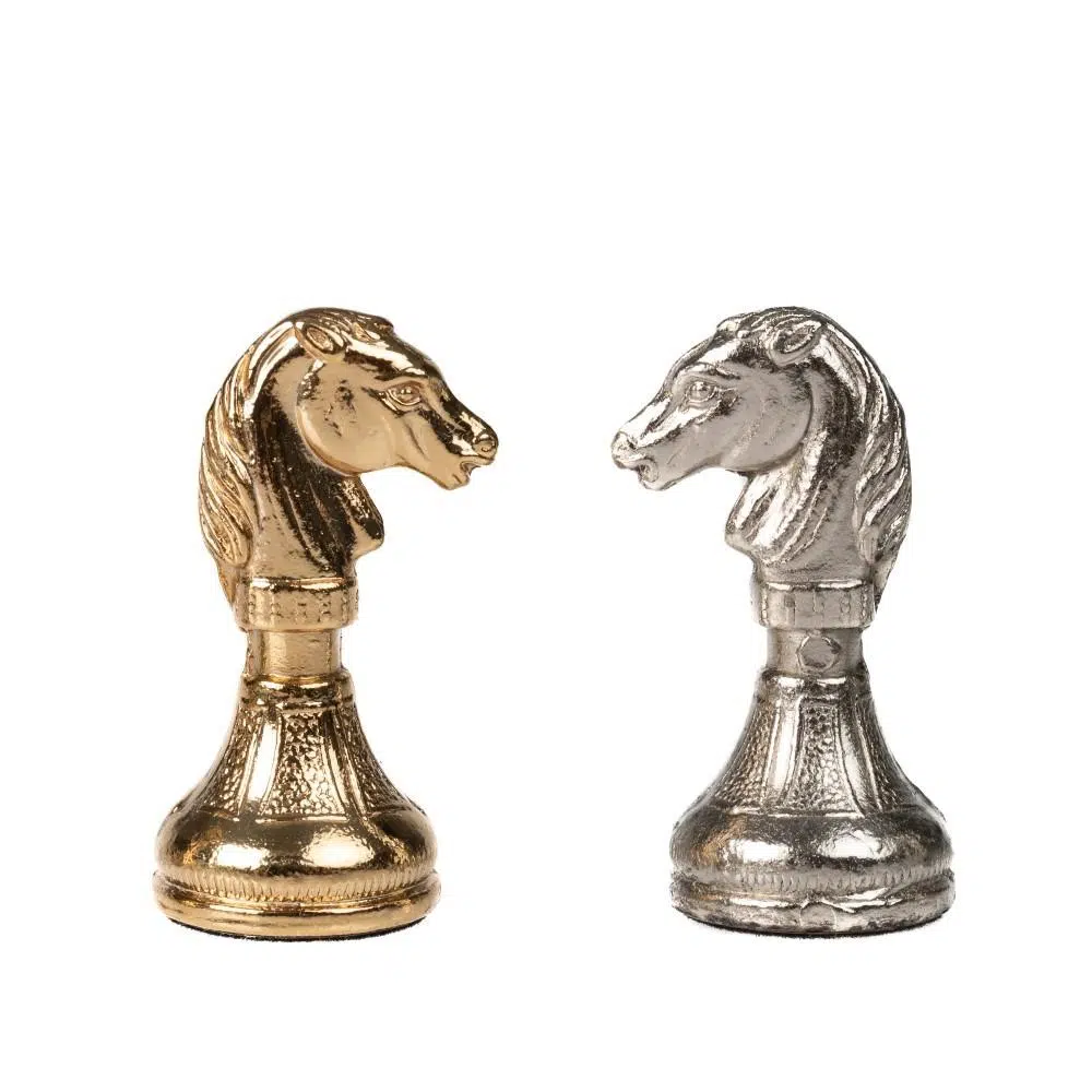 Jeu d'Echecs en Métal Plaqué Or et Argent Mignon Flower - Image 8