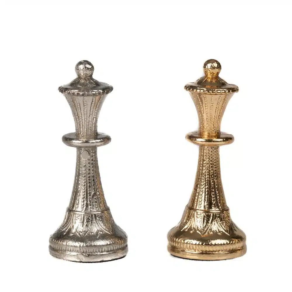 Jeu d'Echecs en Métal Plaqué Or et Argent Mignon Flower - Image 7