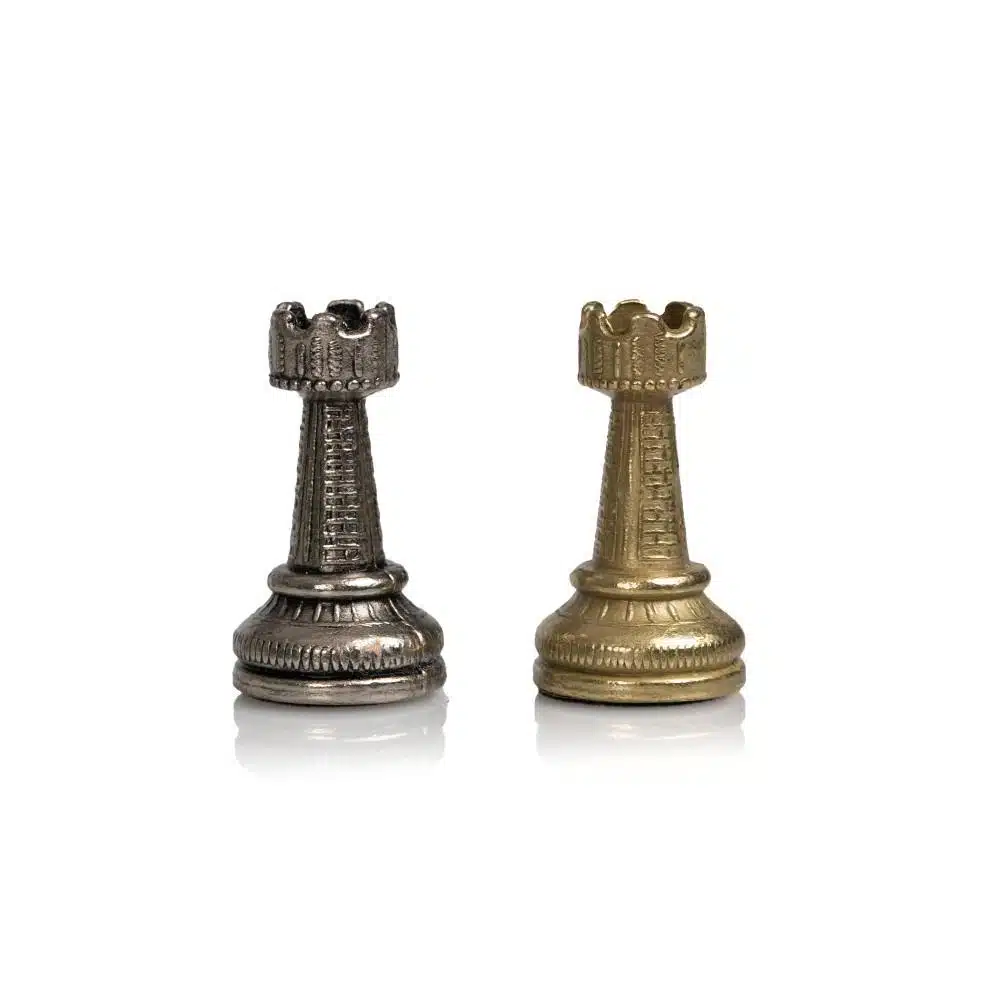 Ensemble Mignon Flower XI Echiquier avec Rangement en Bois de Noyer et Erable et Jeu d'Echecs en Métal - Image 11