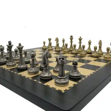 Ensemble Mignon Flower X Echiquier en Bois et Jeu d'Echecs en Métal - Image 5