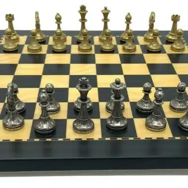 Ensemble Mignon Flower X Echiquier en Bois et Jeu d'Echecs en Métal - Image 3