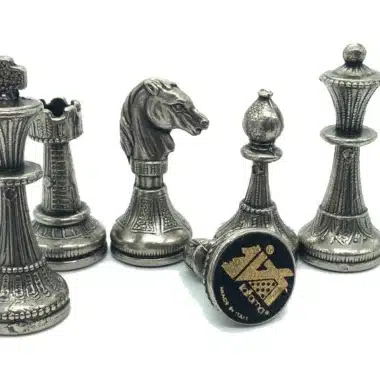 Ensemble Mignon Flower X Echiquier en Bois et Jeu d'Echecs en Métal - Image 7