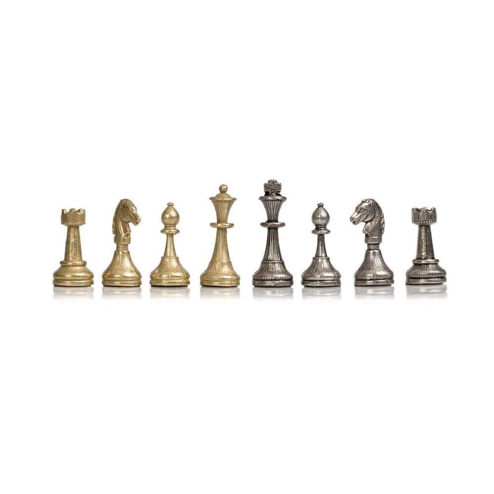 Ensemble Mignon Flower XI Echiquier avec Rangement en Bois de Noyer et Erable et Jeu d'Echecs en Métal - Image 9