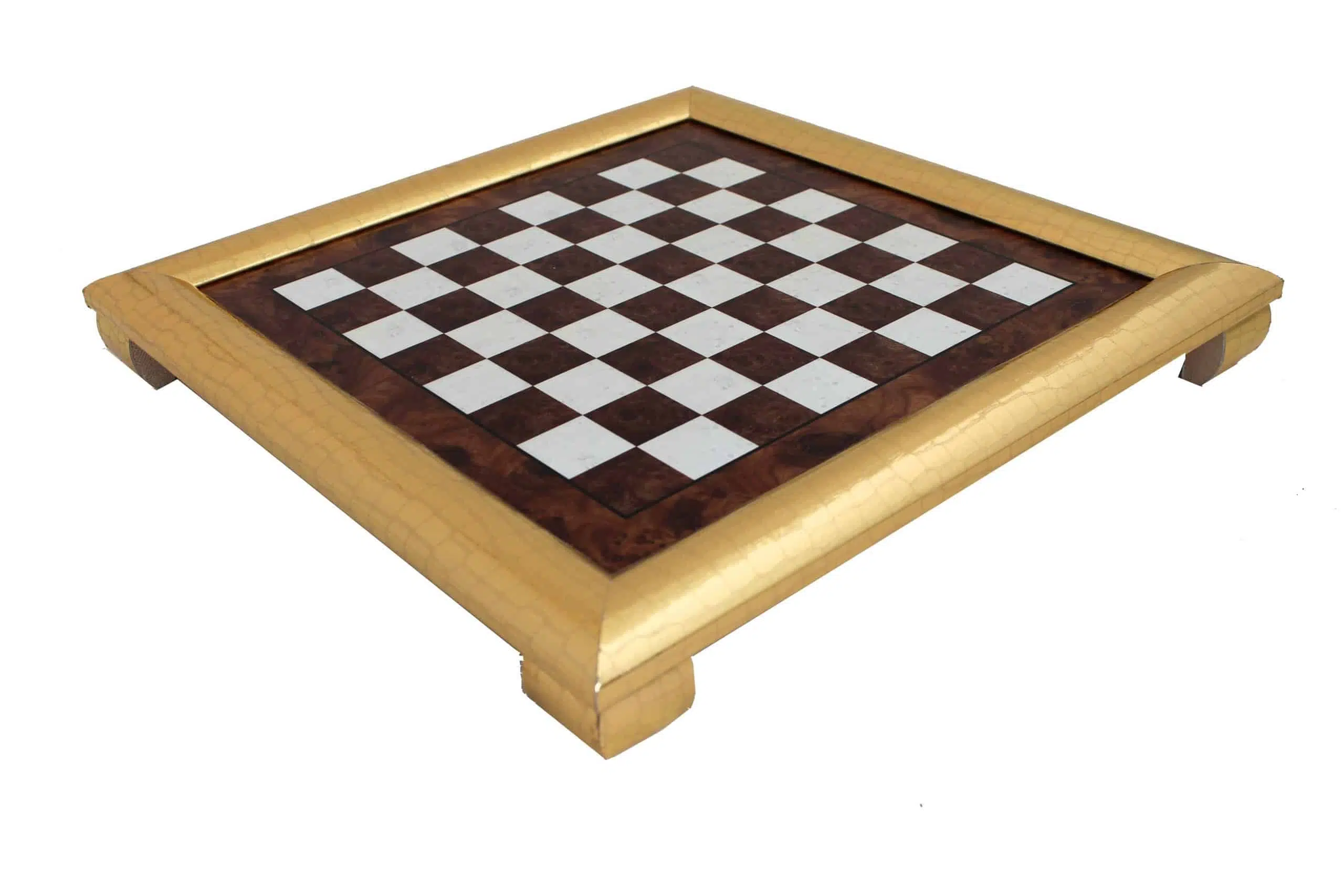 Echiquier Bois d'Or En Bois d'Orme et de Bruyère avec Bordure Doré