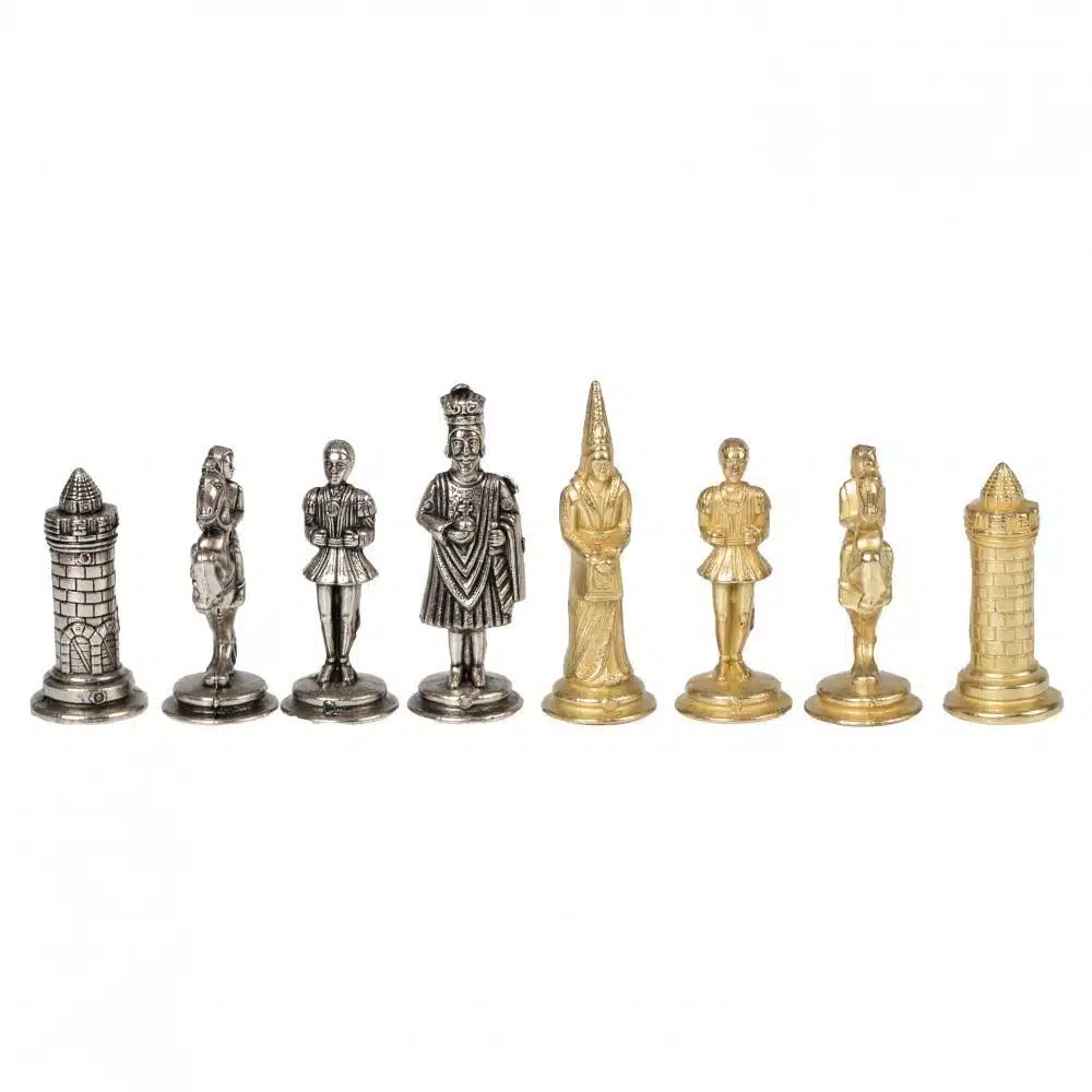 Ensemble Camelot Roi Arthur XIV Echiquier avec Rangement et Jeu d'Echecs en Métal - Image 6