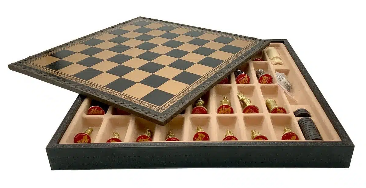 Ensemble Camelot Roi Arthur XIV Echiquier avec Rangement et Jeu d'Echecs en Métal - Image 15