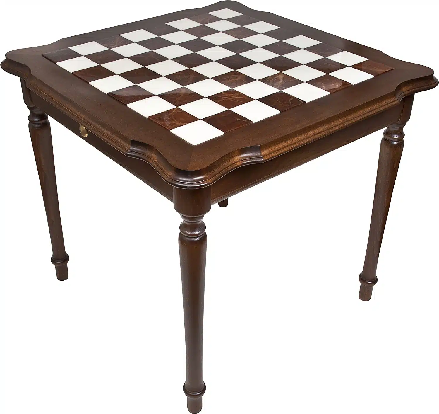 Table Luxe III en Bois Massif Plateau en Albâtre de Toscane et Marbre de Carrare