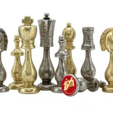 Ensemble Oriental III Echiquier en Bois d'Erable et de Rose Doré & Jeu d'Echecs en Métal - Image 6