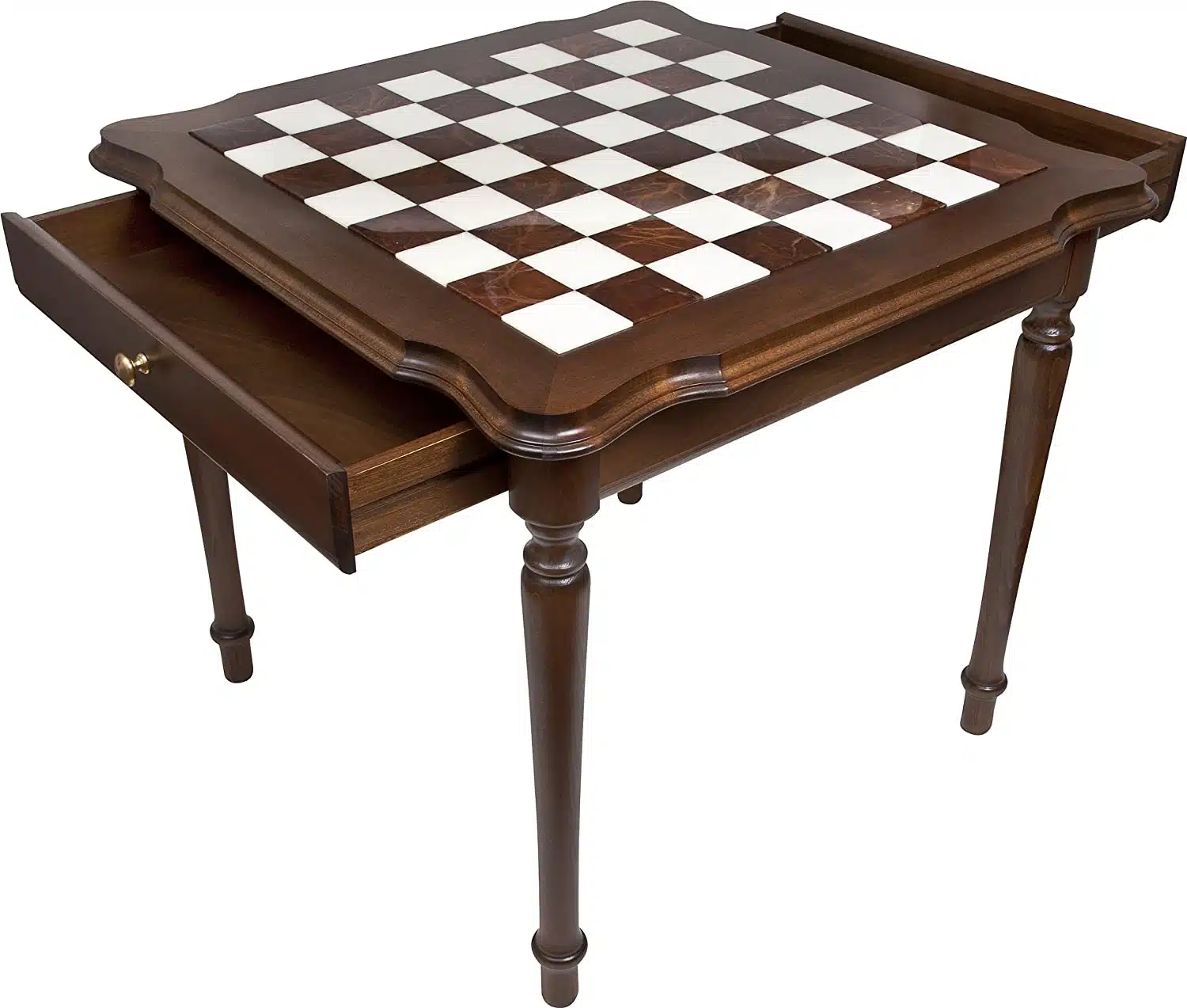 Table Luxe III en Bois Massif Plateau en Albâtre de Toscane et Marbre de Carrare - Image 2