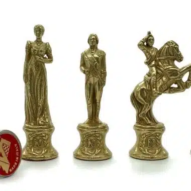 Ensemble Napoleon II Echiquier en Similicuir & Jeu d'Echecs en Métal Massif - Image 5