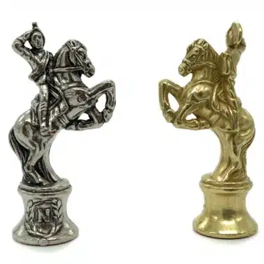 Ensemble Napoleon II Echiquier en Similicuir & Jeu d'Echecs en Métal Massif - Image 7