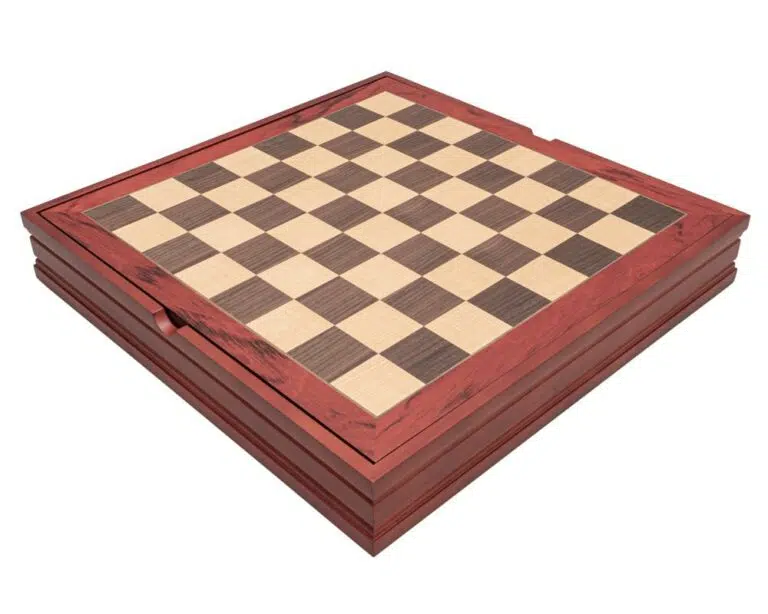 Echiquier en Bois de Noyer et Erable avec Compartiment de Rangement