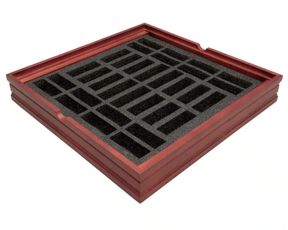 Ensemble Mignon Flower XI Echiquier avec Rangement en Bois de Noyer et Erable et Jeu d'Echecs en Métal - Image 15