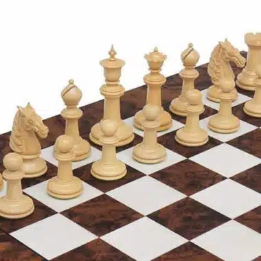 Ensemble "Bois de Rose Luxe" Echiquier en Bois de Noyer Foncé & Jeu d'Echecs en Bois de Rose Massif