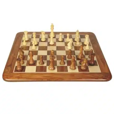 Ensemble Supreme Classic Echiquier en Bois de Rose Doré et d'Erable & Jeu d'Echecs en Bois de Rose Doré