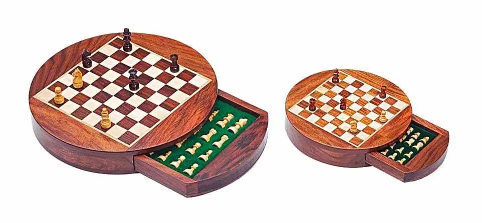Ensemble Magnétique de Voyage Rond avec Tiroir de Rangement en Bois