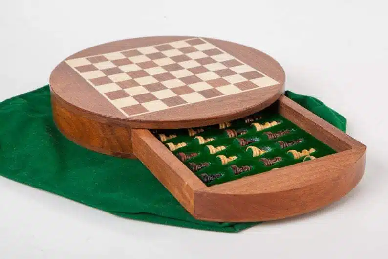 Ensemble Magnétique de Voyage Rond avec Tiroir de Rangement en Bois - Image 3