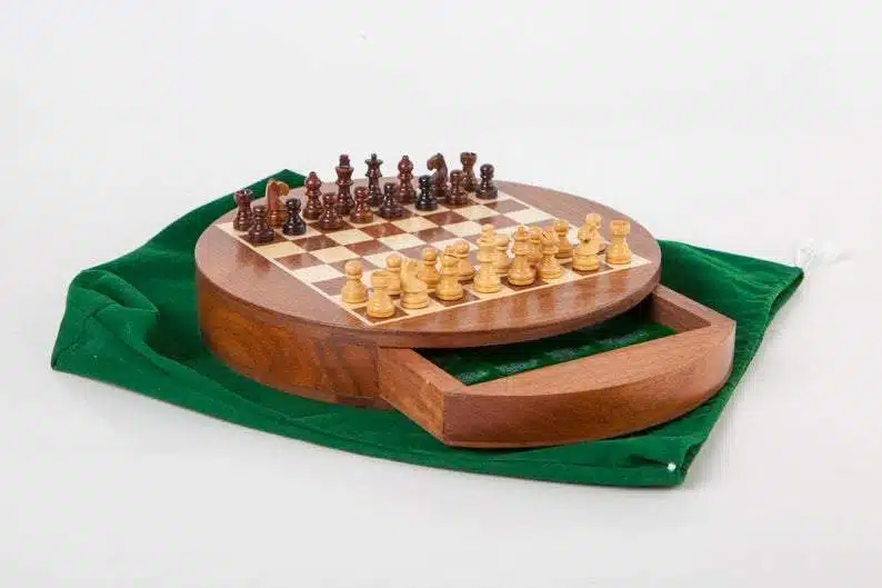 Ensemble Magnétique de Voyage Rond avec Tiroir de Rangement en Bois - Image 2
