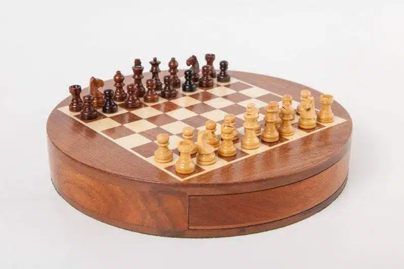 Ensemble Magnétique de Voyage Rond avec Tiroir de Rangement en Bois