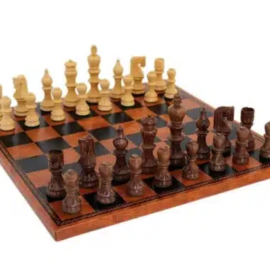 Ensemble Ritz Jeu d'Echecs en Bois et Echiquier en Similicuir