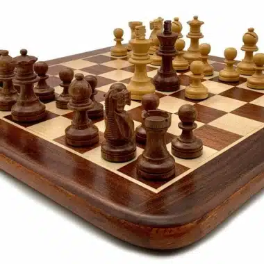 Ensemble Classic XII Echiquier en Bois de Rose Doré et Erable & Jeu d'Echecs en Bois de Rose Doré - Image 2