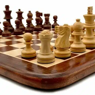 Ensemble Classic XII Echiquier en Bois de Rose Doré et Erable & Jeu d'Echecs en Bois de Rose Doré - Image 4