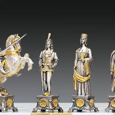 Pièces des Soldats du Vatican en bronze argenté et doré, détail des figures royales